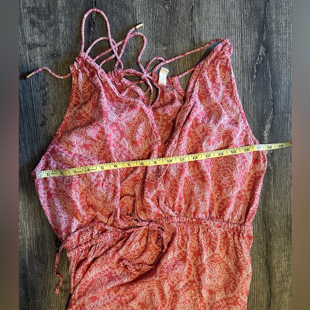 Elan Rochelle Elegant High Slit Coral Paisley Maxi Dress - Picture 7 of 7